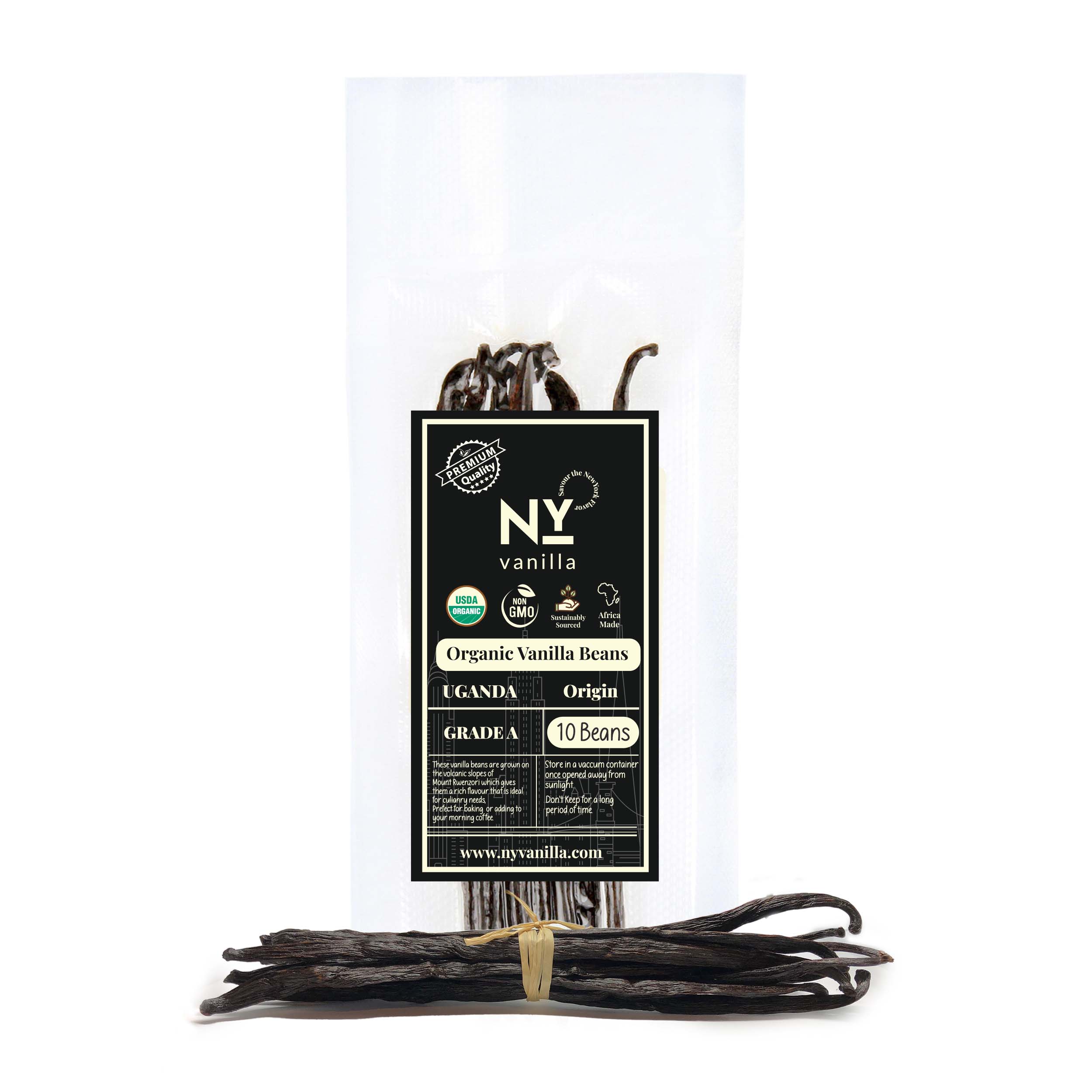 10 Whole Organic Ugandan Vanilla Beans Grade A – NY Vanilla