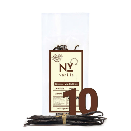 10 Whole Premium Ugandan Vanilla Beans Grade A  – Perfect For Making Vanilla Extract Baking, & More