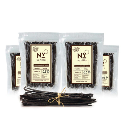 New York Vanilla Gourmet Pure Organic Ugandan Vanilla Beans, Pack of 0.5 Pound Premium Grade A Whole Beans